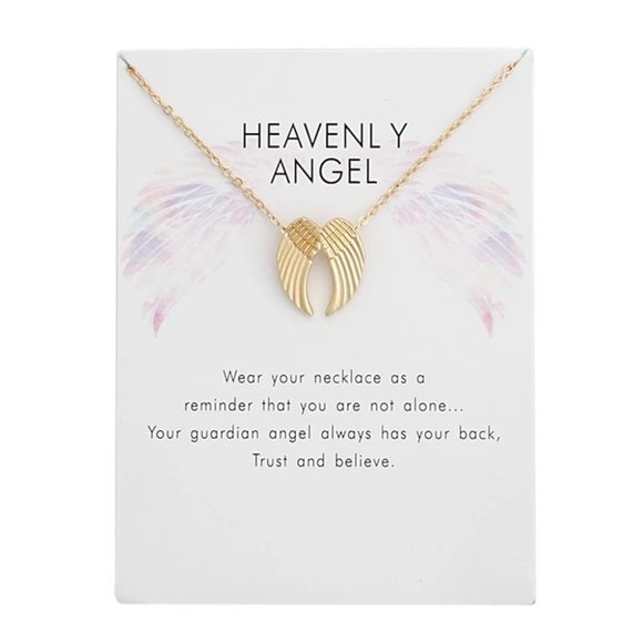 🎉 New Heavenly Angel Guardian Wings Necklace & Card - Picture 3 of 4